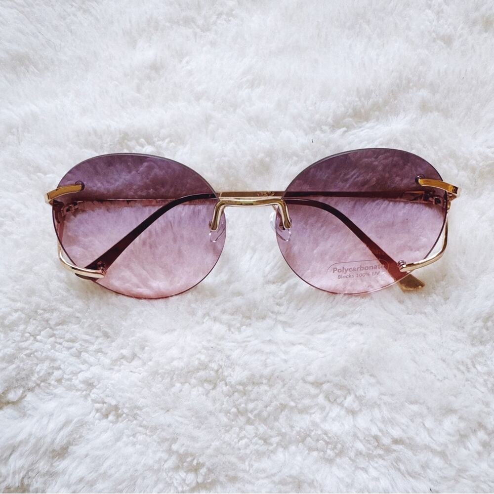 Ruth Clear Purple Round Metal Sunglasses